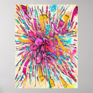 Póster Pintura de explosión de graffiti robótico