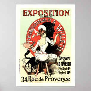 Póster Pintura de exposición y Jules Cheret Vintage fran