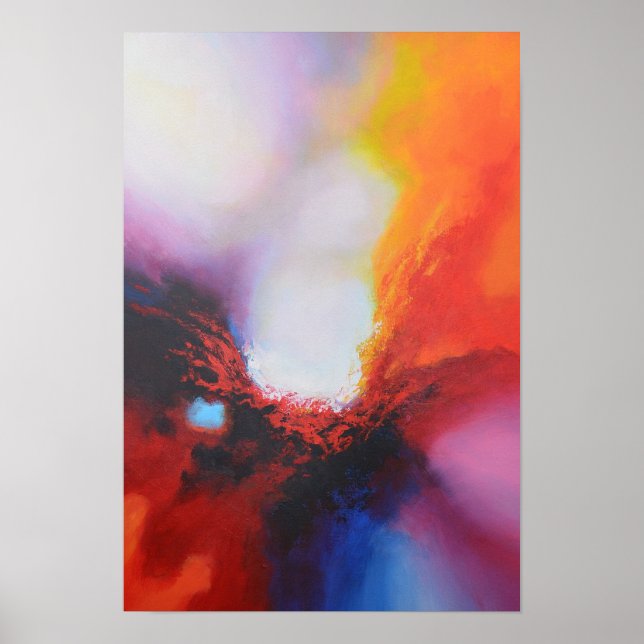 Póster Pintura de expresionismo en tonos azules rojos (Frente)