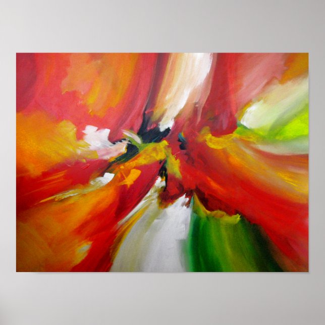 Póster Pintura de expresionismo verde amarillo rojo abstr (Frente)