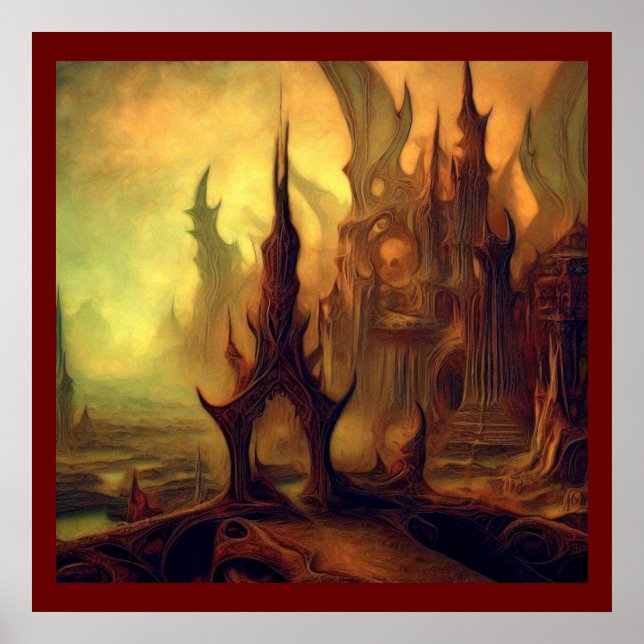 Póster Pintura de fantasía 10 - Templo del Mal (Frente)