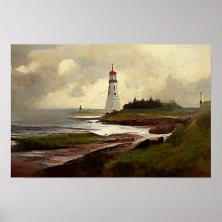 Póster Pintura de faro de época