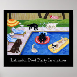 Póster Pintura de Fiesta de billar de Labradors