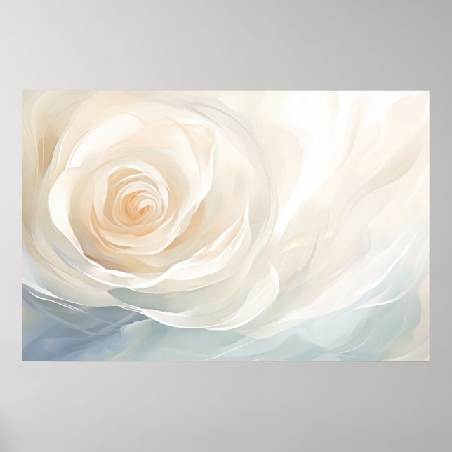 Póster Pintura de flor abstracta de rosa blanco (Frente)
