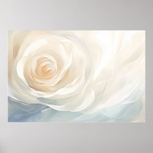 Póster Pintura de flor abstracta de rosa blanco