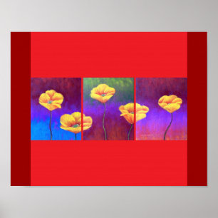 Póster Pintura de flor de amapola amarilla - múltiple