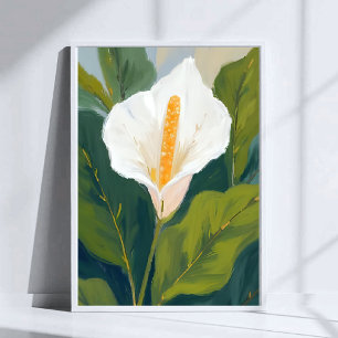 Póster Pintura de Flor de Lirio de la Paz Acuarela