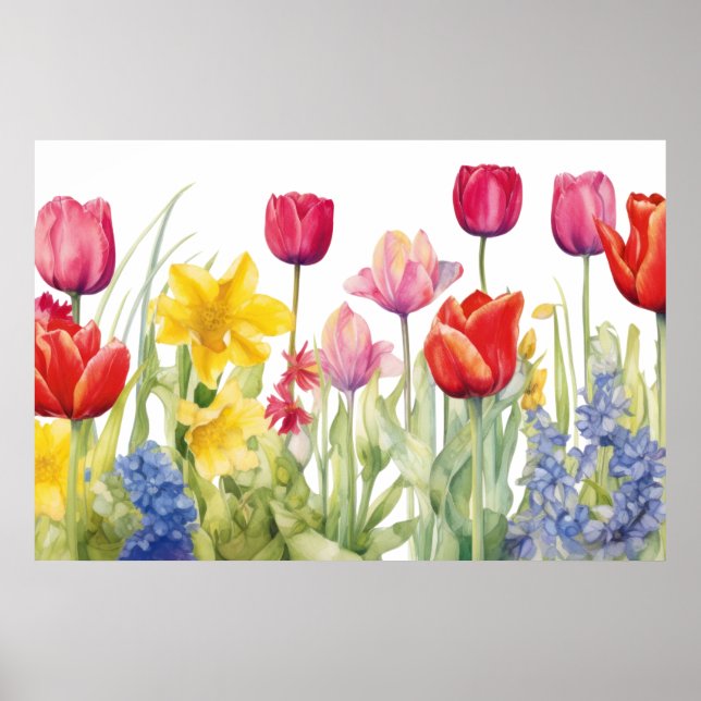 Póster pintura de flor de tulipán (Frente)