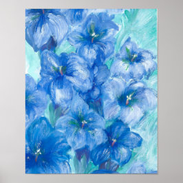 Póster Pintura de flor silvestre azul gentiano
