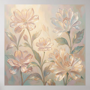 Póster Pintura de Floración Floral Suave al Pastel