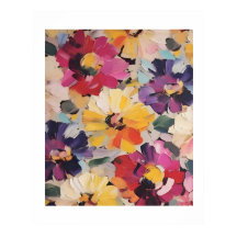 Pintura de flores abstractas expresivas