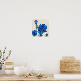 Póster Pintura de flores azules