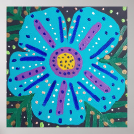 Póster Pintura de flores azules