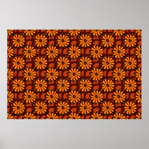 Póster Pintura de flores caídas, garabatos, textu grueso