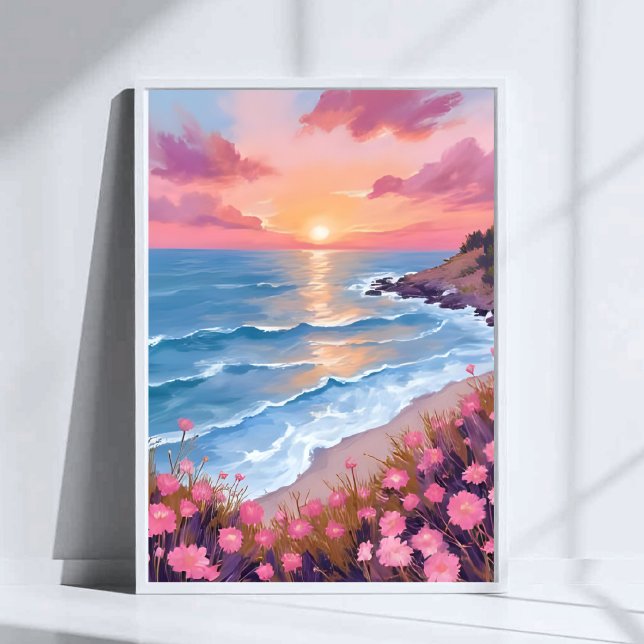 Póster Pintura de flores de acuarela de puesta de sol del (Subido por el creador)