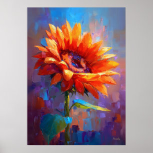 Póster Pintura de flores de girasol impresionista colorid