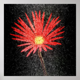 Póster Pintura de flores de margarita roja