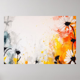 Póster Pintura de flores de margarita texturizadas abstra