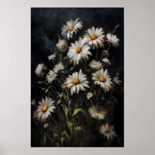 Póster Pintura de flores de margaritas, Dark Academia, Vi