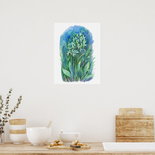 Póster pintura de flores de primavera de orquídeas de mar