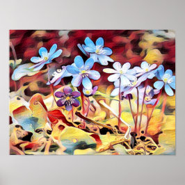 Póster Pintura de flores moradas de verano