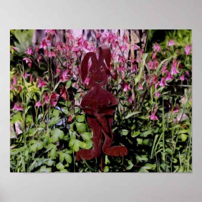 Póster Pintura de fotos de óleo de jardín de flores de co (Frente)