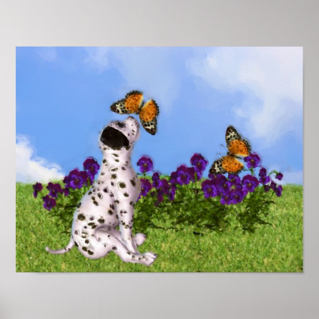 Póster Pintura de fotos de perros de mariposas de cachorr (Frente)