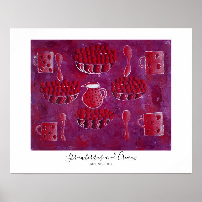 Póster Pintura de Fresas con Crema (Frente)