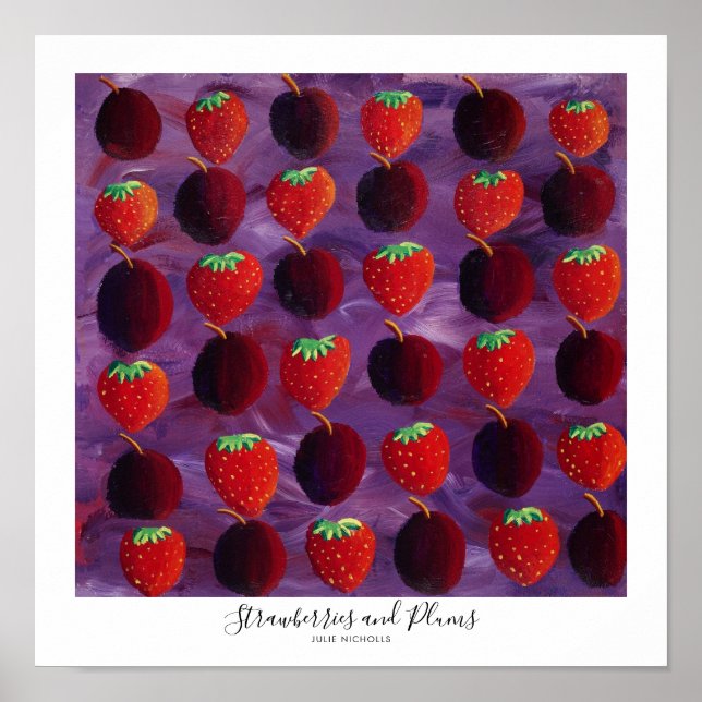 Póster Pintura de fresas y ciruelas (Frente)
