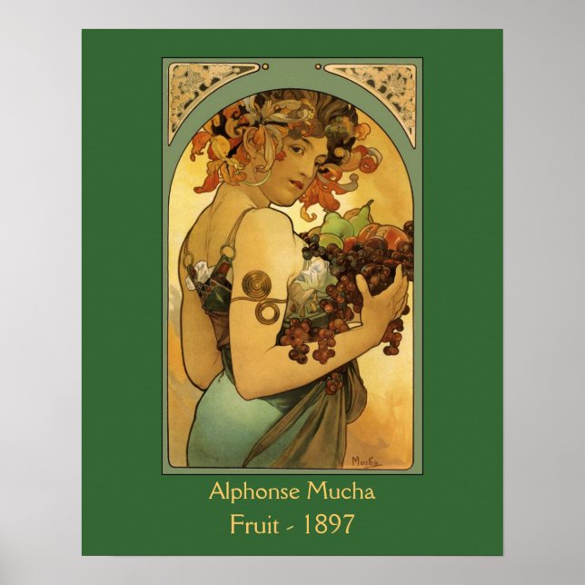 Póster Pintura de fruta de Alphonse Mucha (Frente)