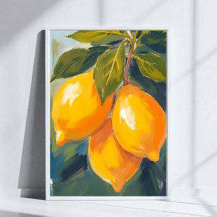 Póster Pintura de frutas al acuarela de limonero
