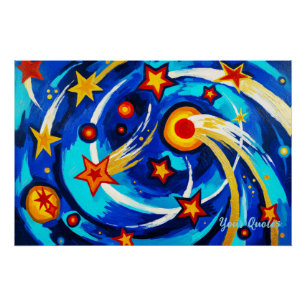 Póster Pintura de galaxia azul turquesa abstracta Espacio