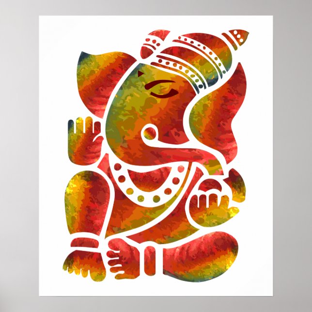 Póster Pintura de Ganesha Multicolor (Frente)
