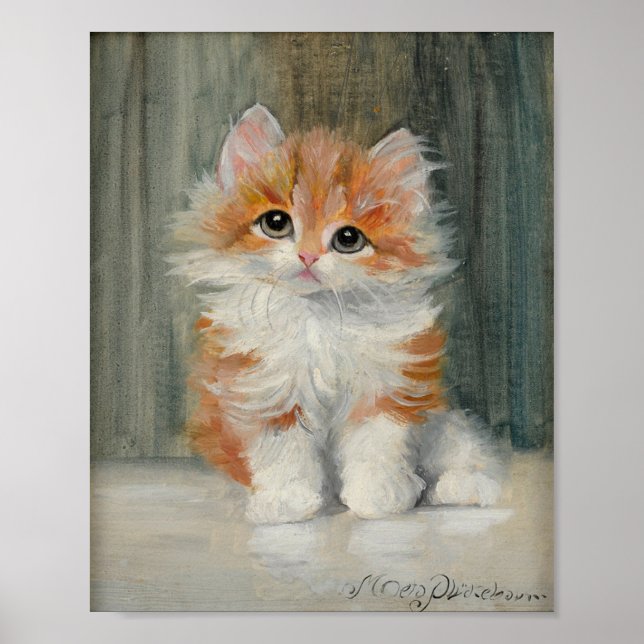 Póster Pintura de gatitos vintage (Frente)