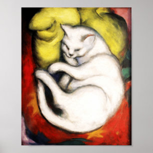 Póster Pintura de gato blanco de Franz Marc