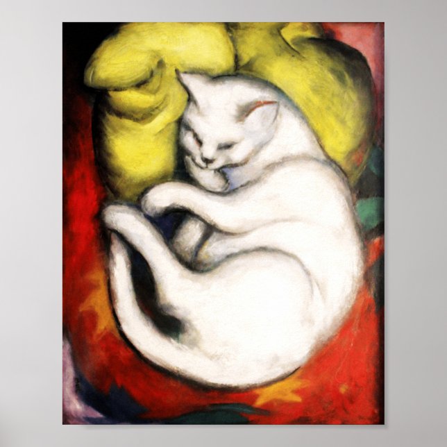 Póster Pintura de gato blanco de Franz Marc (Frente)