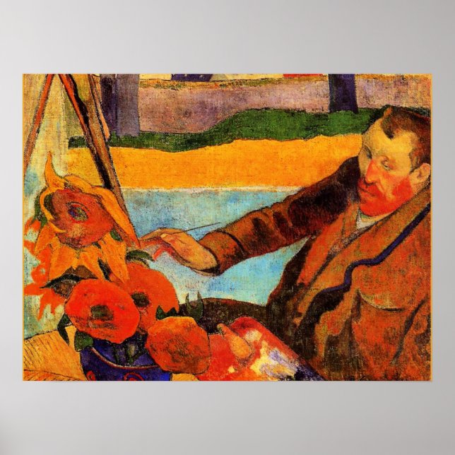 Póster Pintura de Gauguin, girasoles de Van Gogh, (Frente)