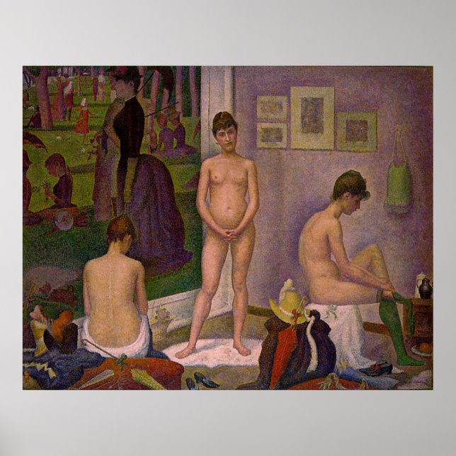 Póster Pintura de Georges Seurat: Los modelos (1889) (Frente)