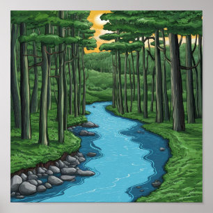 Póster Pintura de Georgia del río Chattahoochee