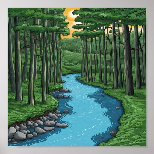 Póster Pintura de Georgia del río Chattahoochee (Frente)