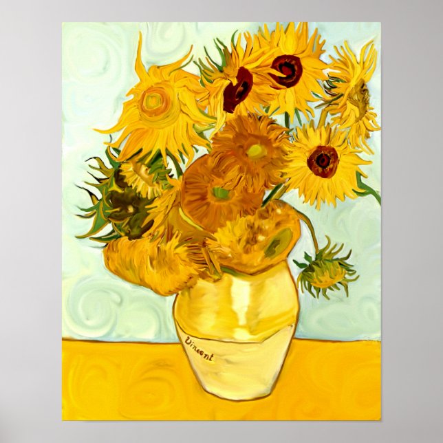 Póster Pintura de girasol amarillo de Vincent Van Gogh 18 (Frente)