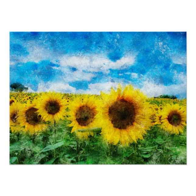 Póster Pintura de girasoles (Anverso)