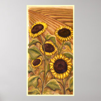 Póster Pintura de girasoles de paisajes canadienses