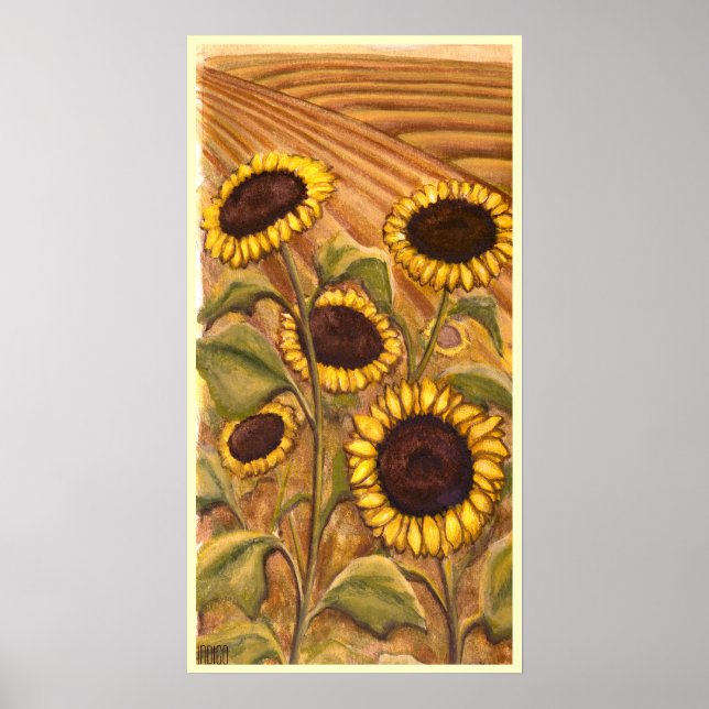 Póster Pintura de girasoles de paisajes canadienses (Frente)