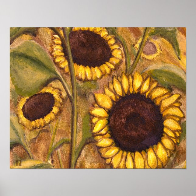 Póster Pintura de girasoles de paisajes canadienses (Frente)