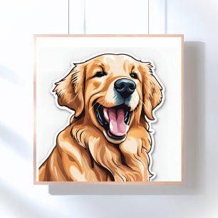 Póster Pintura de Golden Retriever