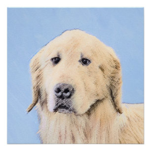 Póster Pintura de Golden Retriever - Cute original Dog Ar