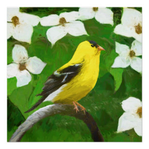 Póster Pintura de Goldfinch - Arte de Perro Original.