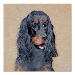 Póster Pintura de Gordon Setter - Arte de Perro Original.