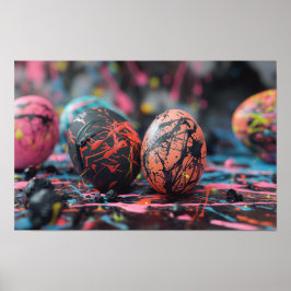 Póster Pintura de goteo Huevos de Pascua